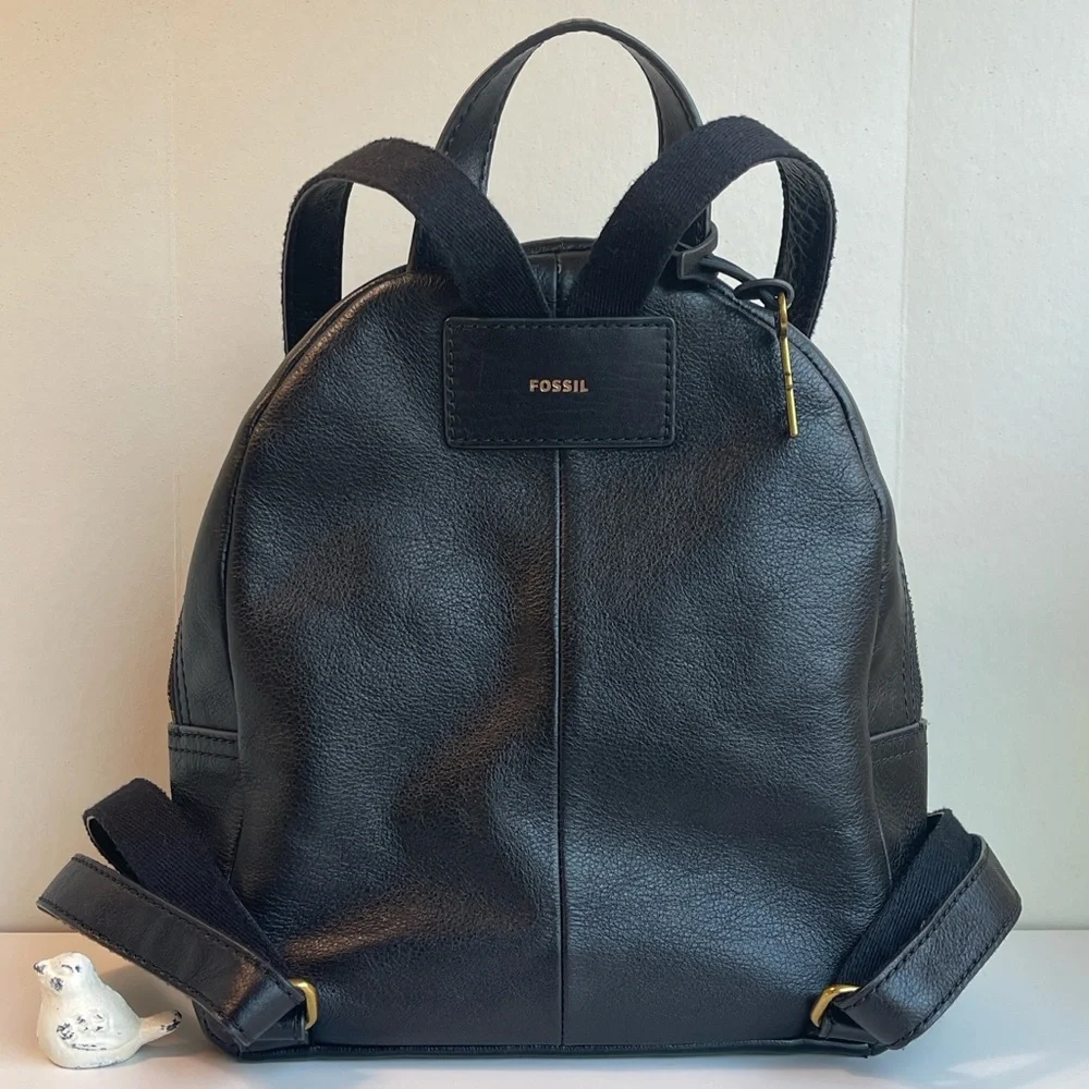 Fossil Black Genuine Leather Backpack